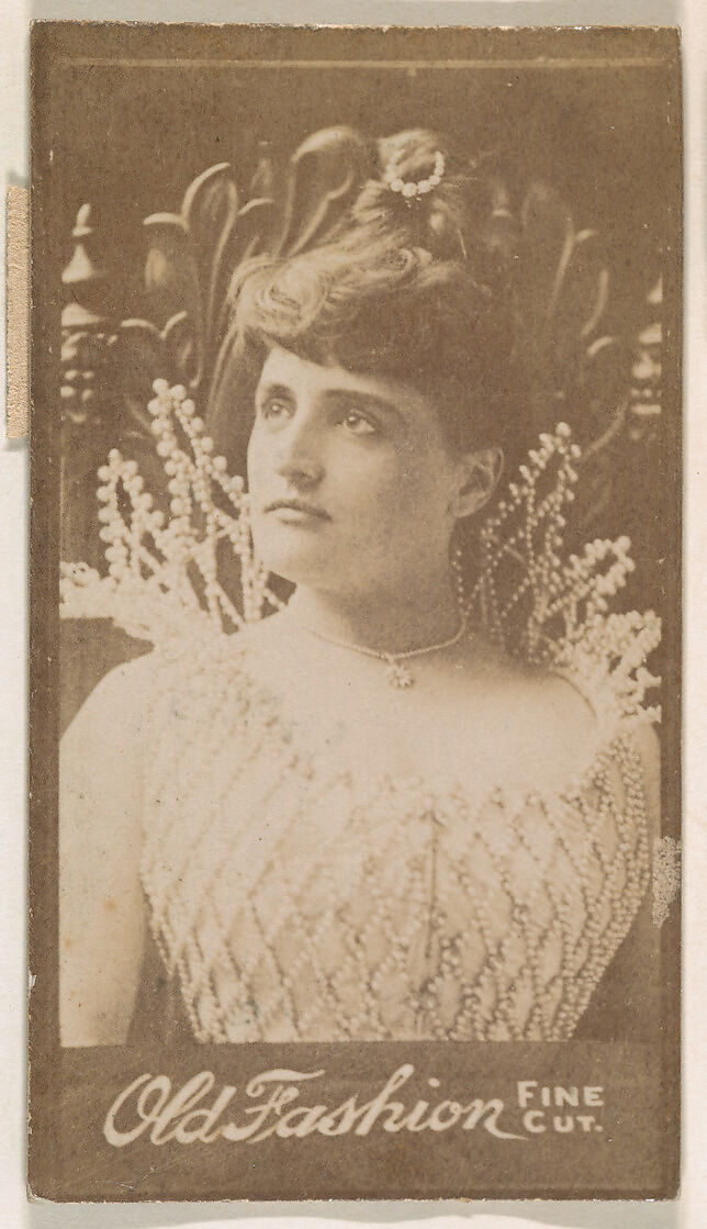 Actress wearing elaborate stand-up collar, from the Actresses series (N664) promoting Old Fashion Fine Cut Tobacco, Albumen photograph 