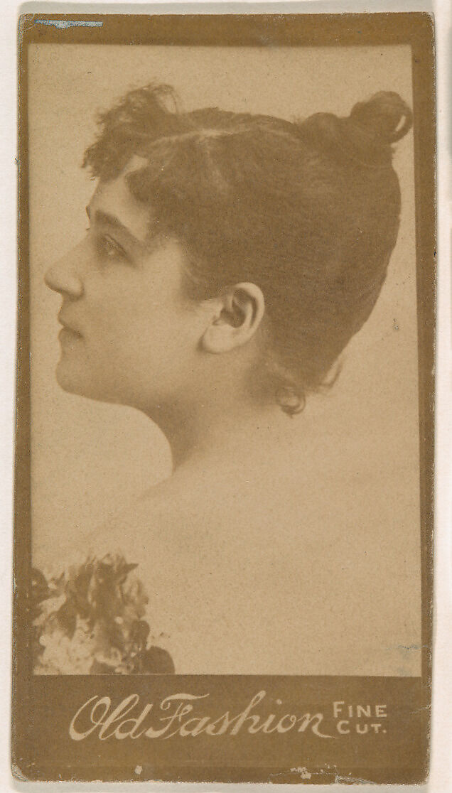 Portrait of actress in profile, from the Actresses series (N664) promoting Old Fashion Fine Cut Tobacco, Albumen photograph 