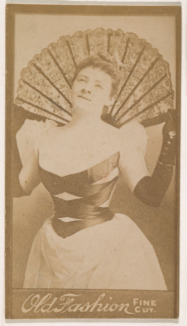 Actress holding large fan, from the Actresses series (N664) promoting Old Fashion Fine Cut Tobacco, Albumen photograph 