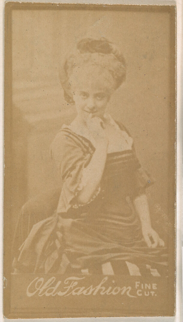Actress with finger held to lips, from the Actresses series (N664) promoting Old Fashion Fine Cut Tobacco, Albumen photograph 