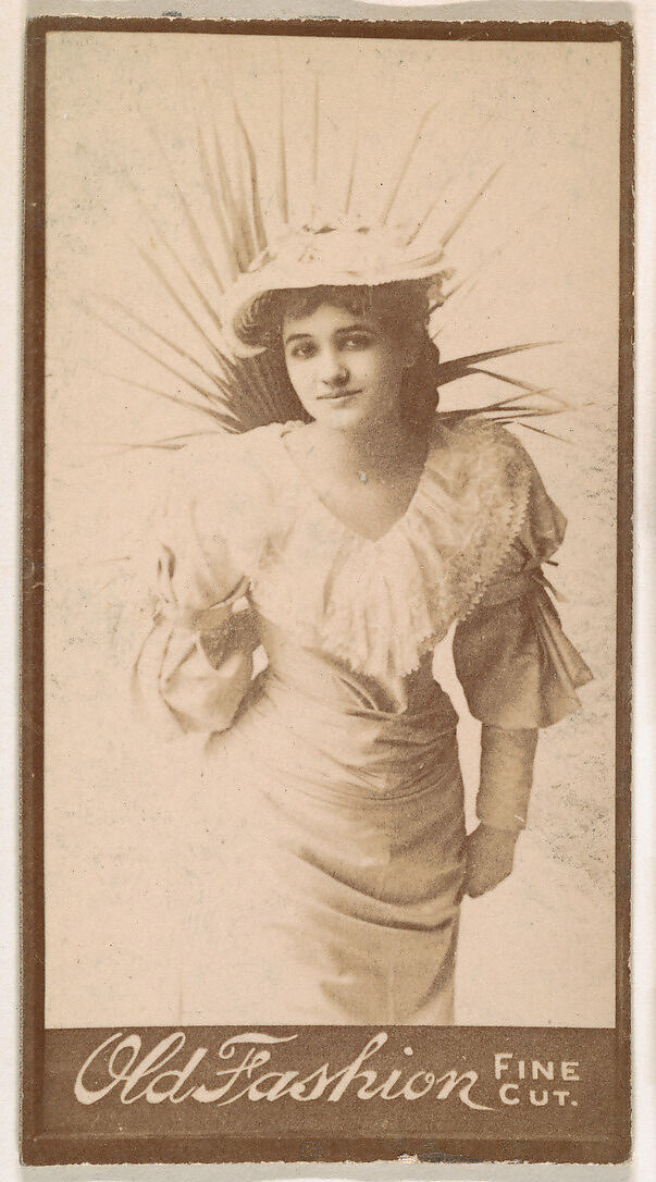 Actress wearing costume with reeds attached at back, from the Actresses series (N664) promoting Old Fashion Fine Cut Tobacco, Albumen photograph 