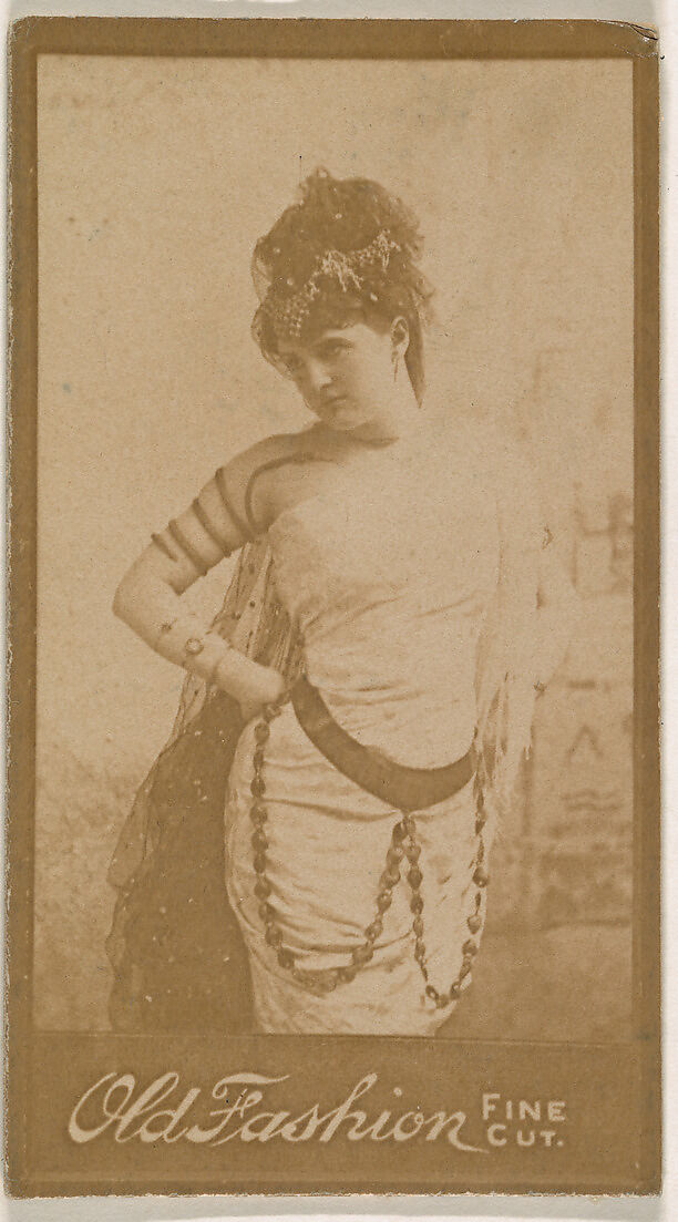 Actress wearing costume with spiral armband, from the Actresses series (N664) promoting Old Fashion Fine Cut Tobacco, Albumen photograph 