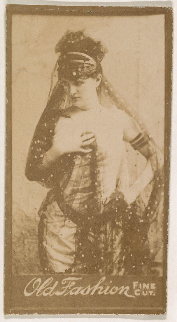 Actress wearing costume with lace head scarf, from the Actresses series (N664) promoting Old Fashion Fine Cut Tobacco, Albumen photograph 