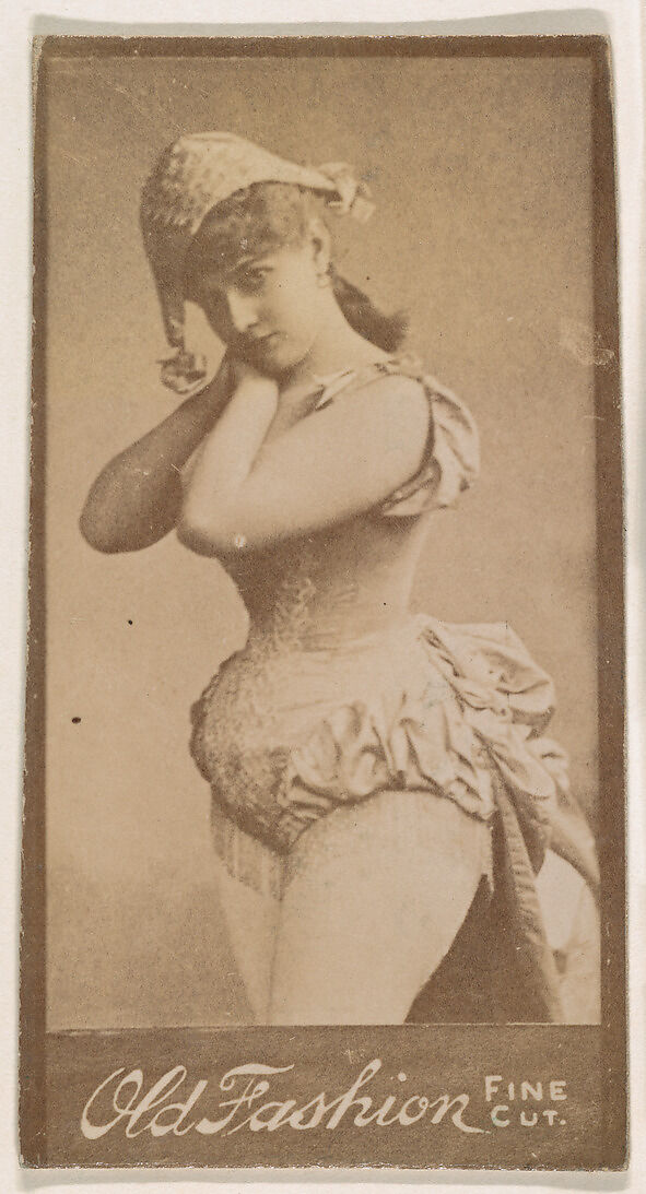 Actress resting face on hands, from the Actresses series (N664) promoting Old Fashion Fine Cut Tobacco, Albumen photograph 