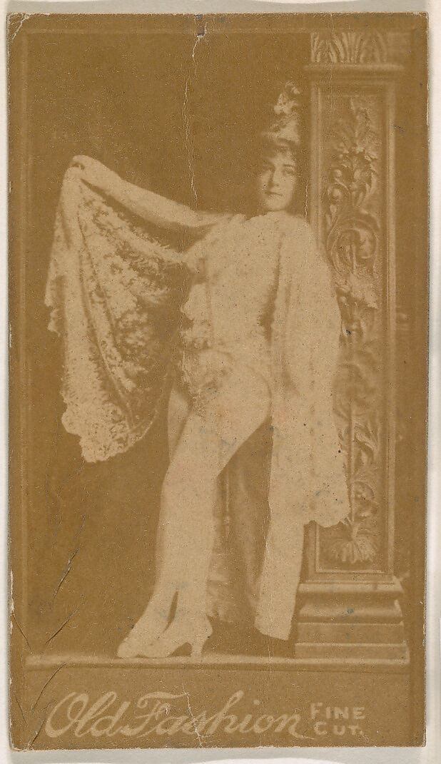 Actress leaning against column, from the Actresses series (N664) promoting Old Fashion Fine Cut Tobacco, Albumen photograph 