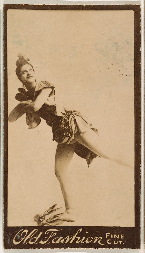Actress holding leg aloft, from the Actresses series (N664) promoting Old Fashion Fine Cut Tobacco, Albumen photograph 