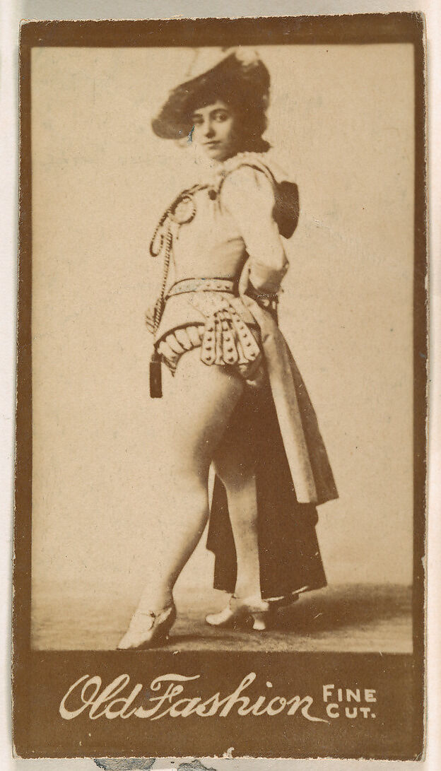 Actress standing with hands behind waist, from the Actresses series (N664) promoting Old Fashion Fine Cut Tobacco, Albumen photograph 