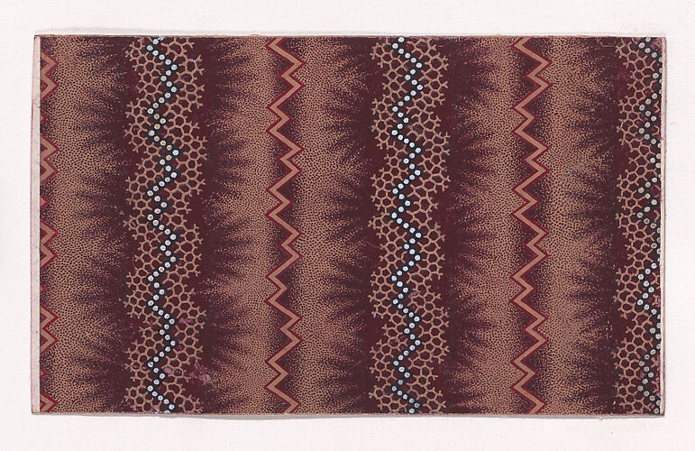 Textile Design with Alternating Vertical Zig-Zaggins Strips and Pearls