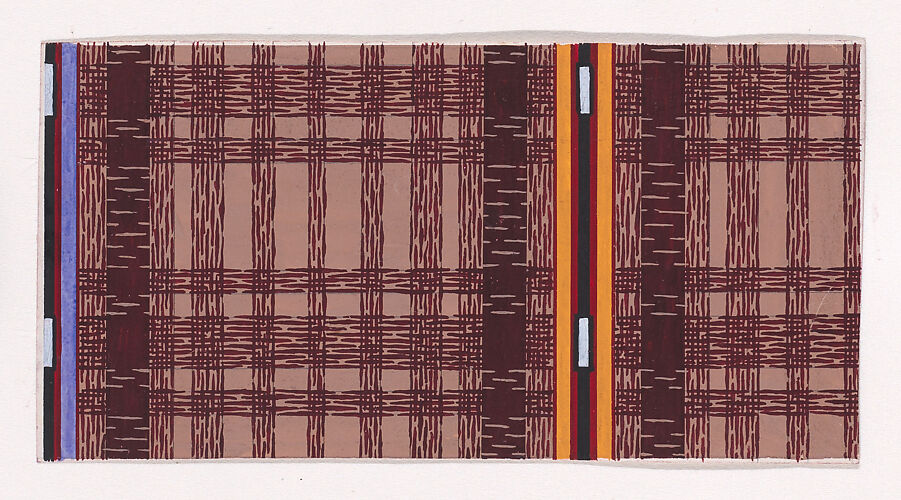 Textile Design with a Tartan Pattern and Decorating Vertical Stripes of Color