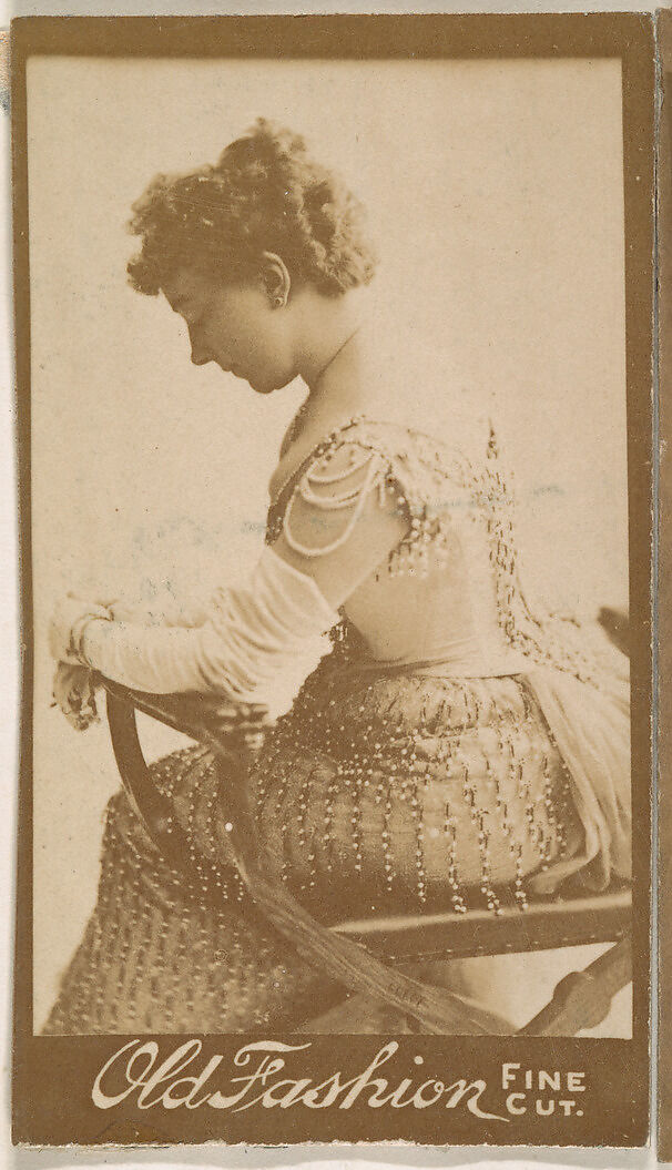 Portrait of actress in profile, from the Actresses series (N664) promoting Old Fashion Fine Cut Tobacco, Albumen photograph 