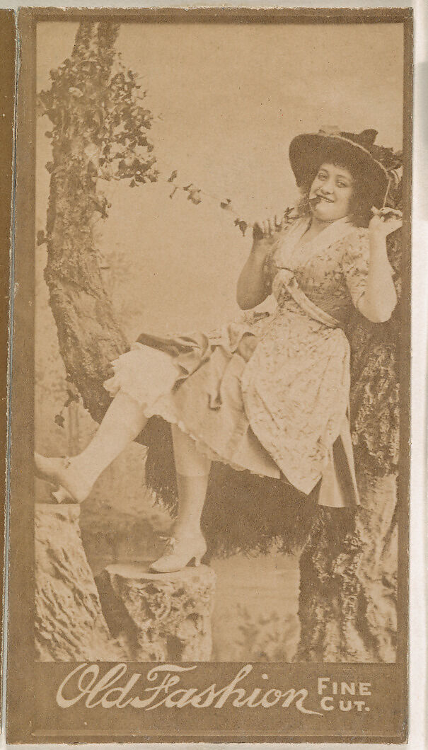 Actress holding ivy vine, from the Actresses series (N664) promoting Old Fashion Fine Cut Tobacco, Albumen photograph 