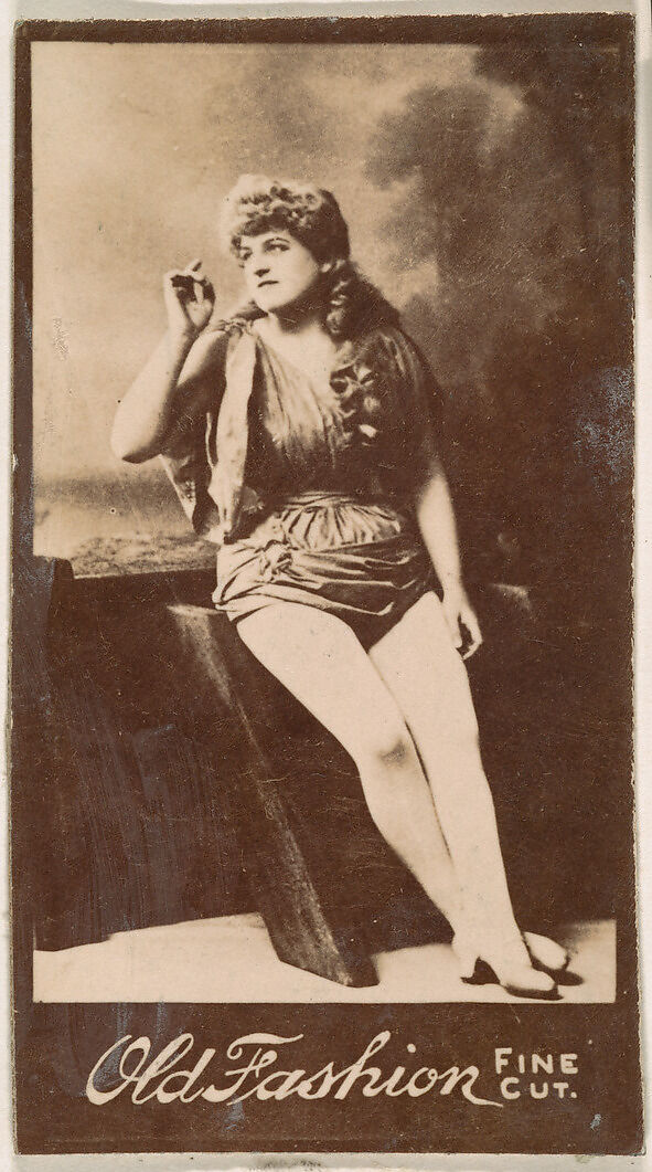 Actress holding arm aloft, from the Actresses series (N664) promoting Old Fashion Fine Cut Tobacco, Albumen photograph 