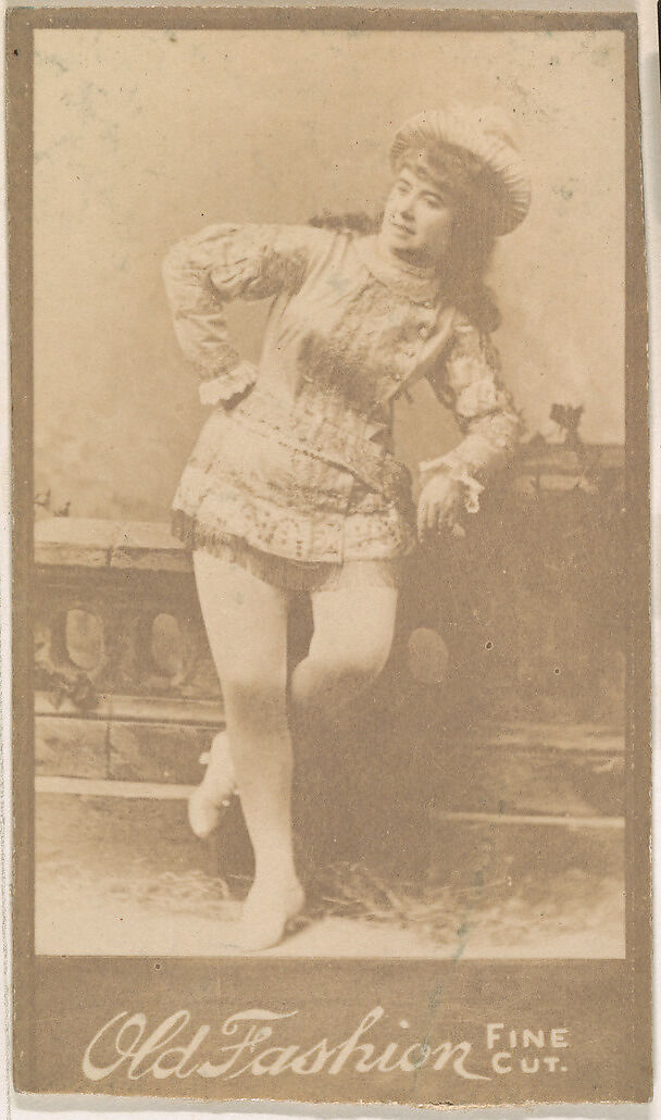 Actress leaning on ballustrade, from the Actresses series (N664) promoting Old Fashion Fine Cut Tobacco, Albumen photograph 