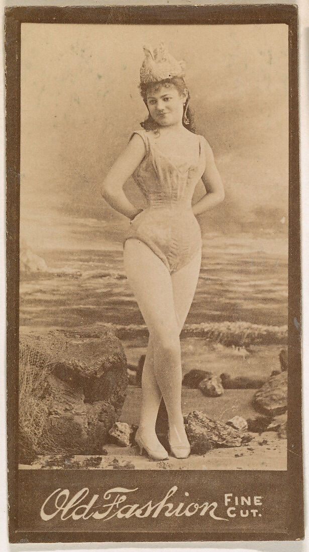 Actress in studio seaside scene, from the Actresses series (N664) promoting Old Fashion Fine Cut Tobacco, Albumen photograph 