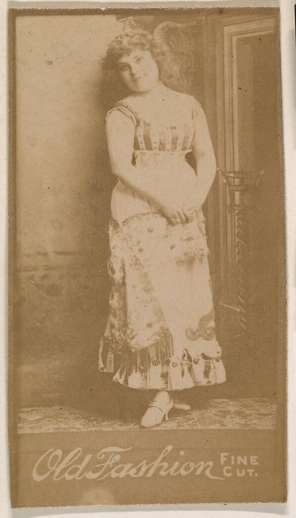 Actress standing with hands clasped at waist, from the Actresses series (N664) promoting Old Fashion Fine Cut Tobacco, Albumen photograph 