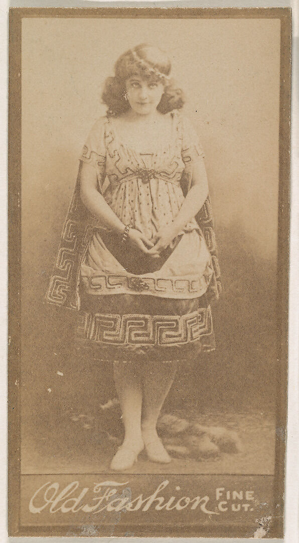 Actress wearing embroidered costume and cap, from the Actresses series (N664) promoting Old Fashion Fine Cut Tobacco, Albumen photograph 