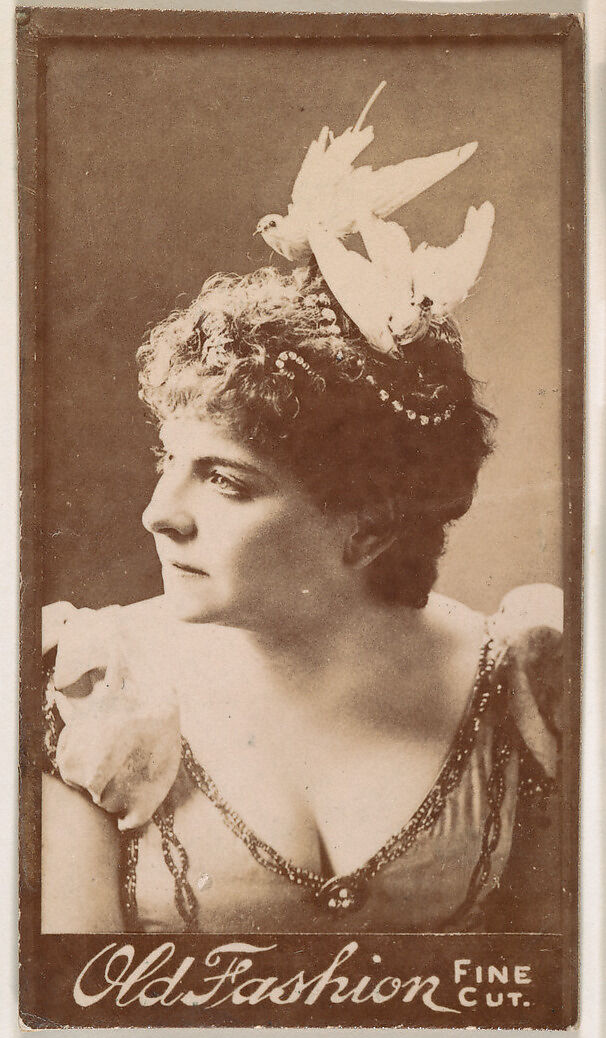 Actress wearing feathered headpiece, from the Actresses series (N664) promoting Old Fashion Fine Cut Tobacco, Albumen photograph 