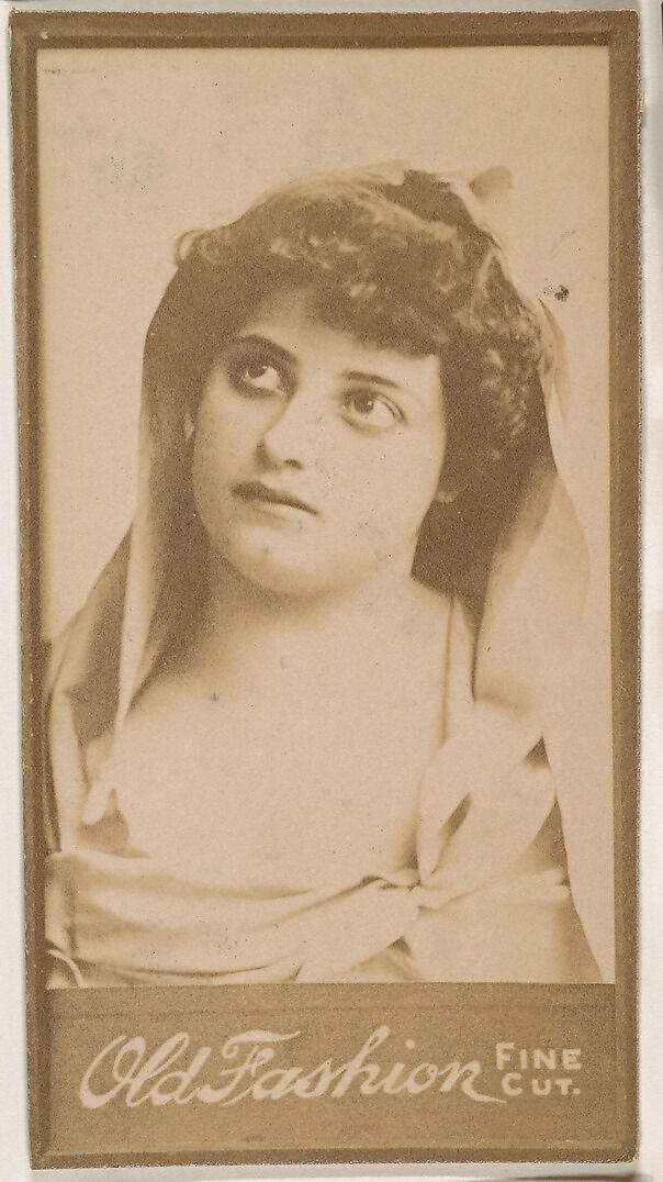 Actress with shawl draped over hair, from the Actresses series (N664) promoting Old Fashion Fine Cut Tobacco, Albumen photograph 
