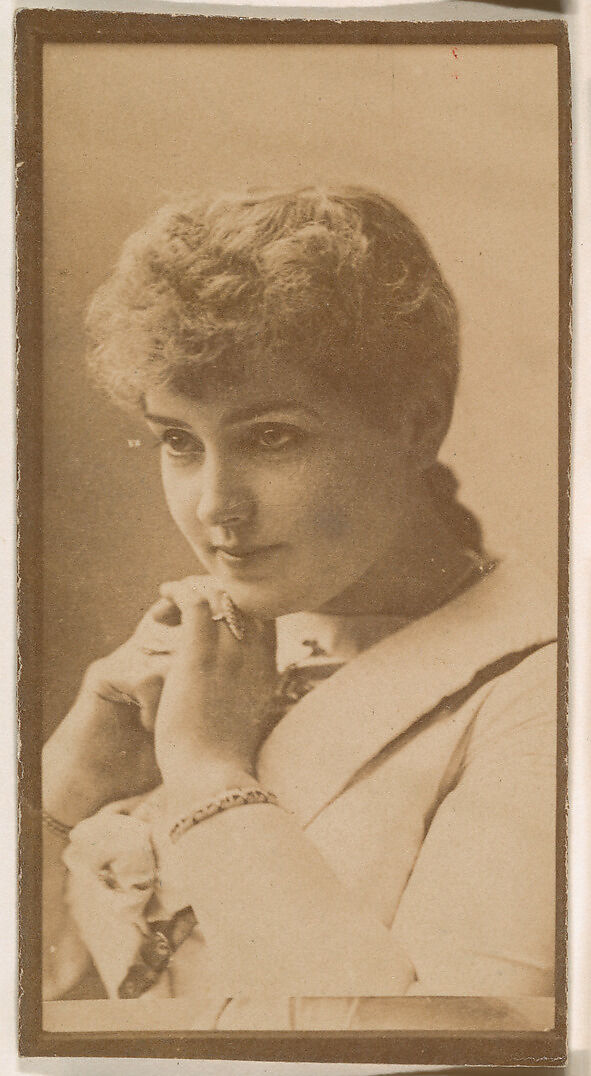 Actress resting chin on hands from the Actresses series (N664) promoting Old Fashion Fine Cut Tobacco, Albumen photograph 
