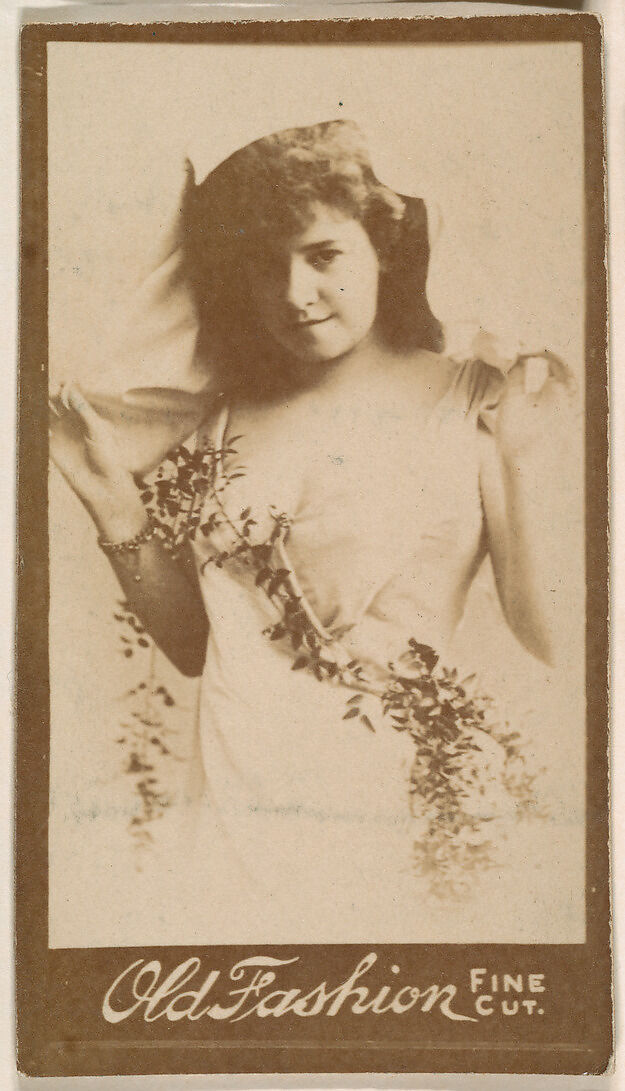 Actress wearing costume with sash of vines, from the Actresses series (N664) promoting Old Fashion Fine Cut Tobacco, Albumen photograph 