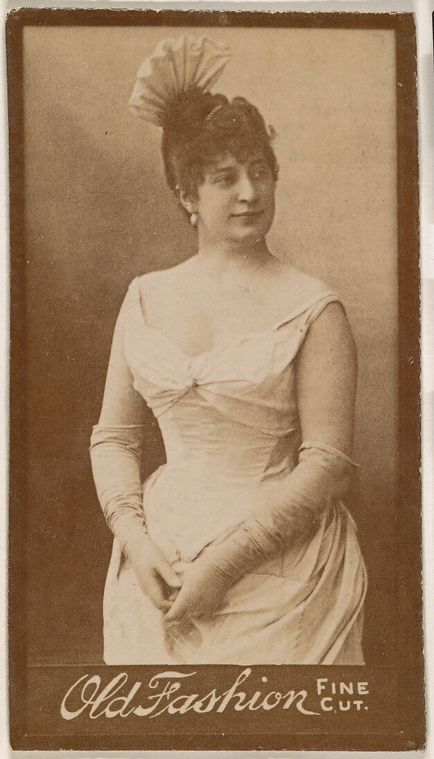 Actress wearing feathered headpiece, from the Actresses series (N664) promoting Old Fashion Fine Cut Tobacco, Albumen photograph 