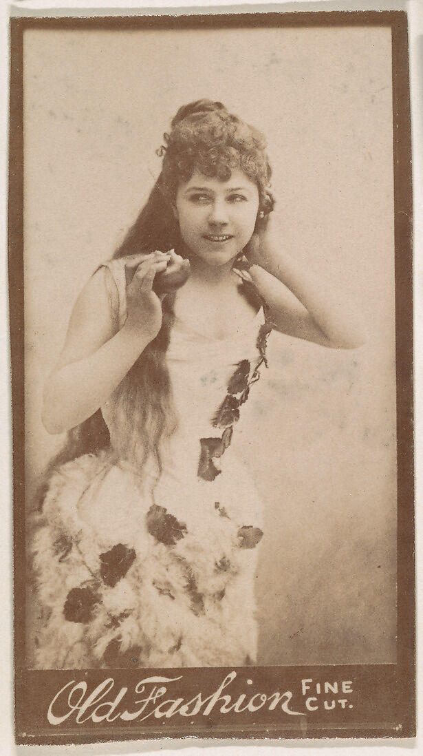 Actress holding apple, from the Actresses series (N664) promoting Old Fashion Fine Cut Tobacco, Albumen photograph 