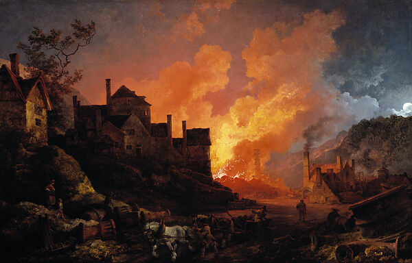 Coalbrookdale by Night, Philippe Jacques de Loutherbourg (French, Strasbourg 1740–1812 London), Oil on canvas, British 