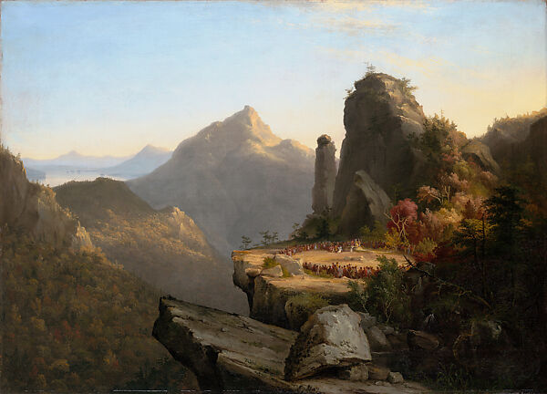Scene from "The Last of the Mohicans," Cora Kneeling at the Feet of Tamenund, Thomas Cole (American, Lancashire 1801–1848 Catskill, New York), Oil on canvas, American 