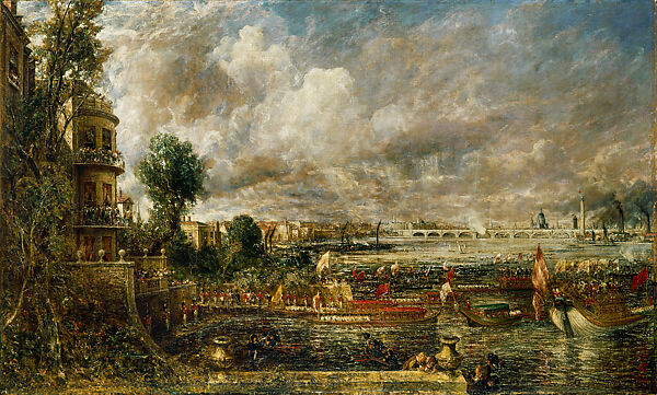 The Opening of Waterloo Bridge ("Whitehall Stairs, June 18th, 1817"), John Constable (British, East Bergholt 1776–1837 Hampstead), Oil on canvas, British 