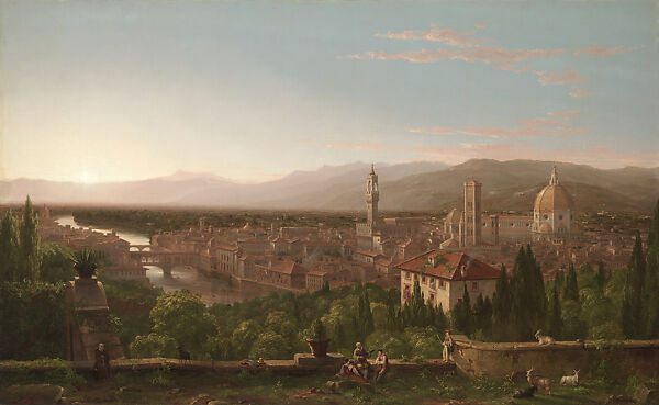 View of Florence from San Miniato, Thomas Cole (American, Lancashire 1801–1848 Catskill, New York), Oil on canvas, American 