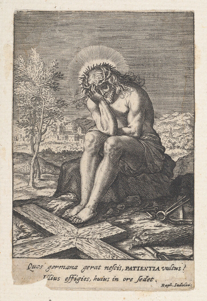 Christ as Man of Sorrows with Instruments of the Passion, Possibly Raphael Sadeler I (Netherlandish, Antwerp 1560–1628 Venice (?)), Engraving 
