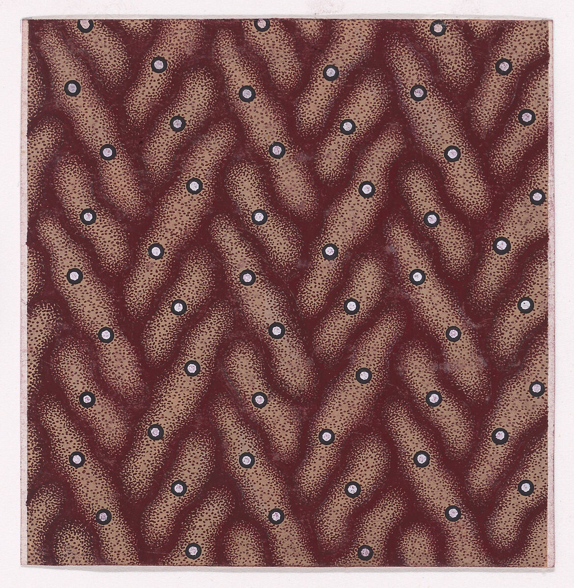 Textile Design with Scattered Pearls over an Abstract Background, Anonymous, Alsatian, 19th century, Gouache 