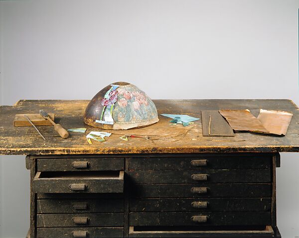 Sample pattern for a lamp shade, Tiffany Studios (1902–32), Metal, cloth, glass, American