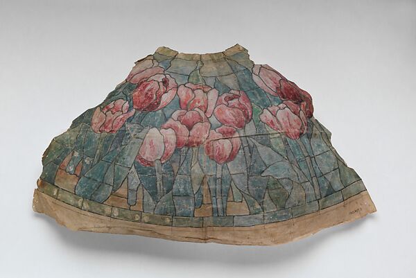 Sample pattern for a lamp shade, Tiffany Studios (1902–32), Metal, cloth, glass, American 