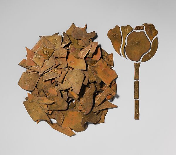 Sample pattern for a lamp shade, Tiffany Studios (1902–32), Metal, cloth, glass, American