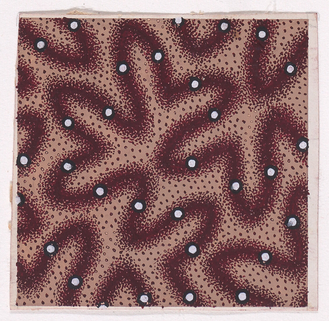 Textile Design with a Vermicular Pattern and Pearls over a Dotted Background, Anonymous, Alsatian, 19th century, Gouache 