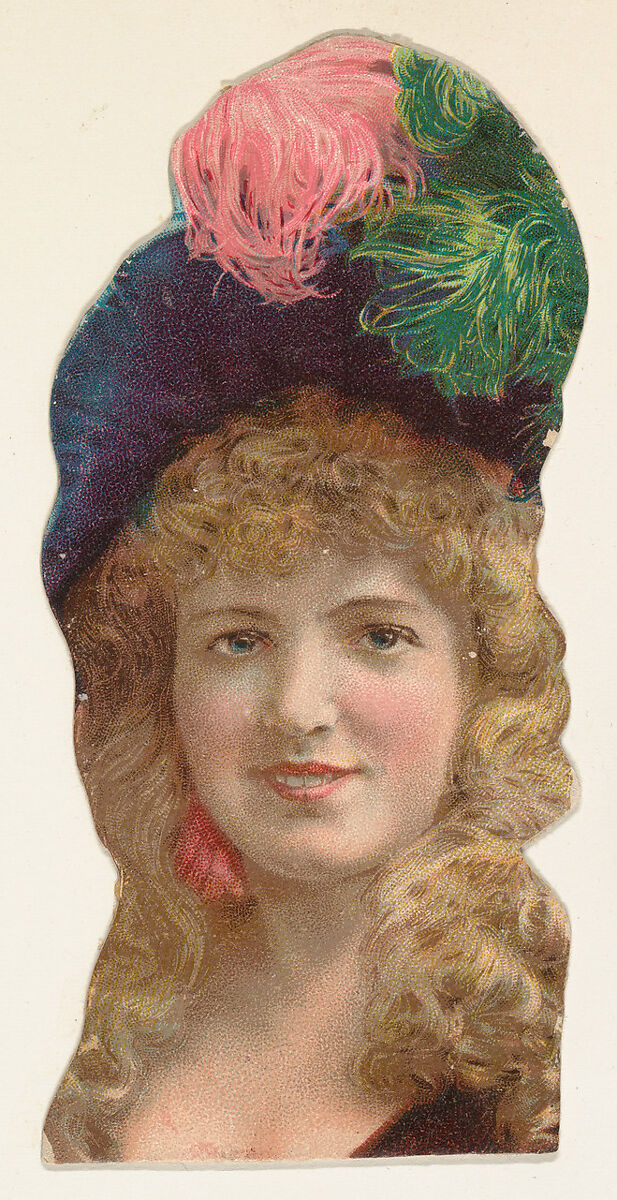 Issued by W. Duke, Sons & Co. | Actress wearing hat with pink and green ...