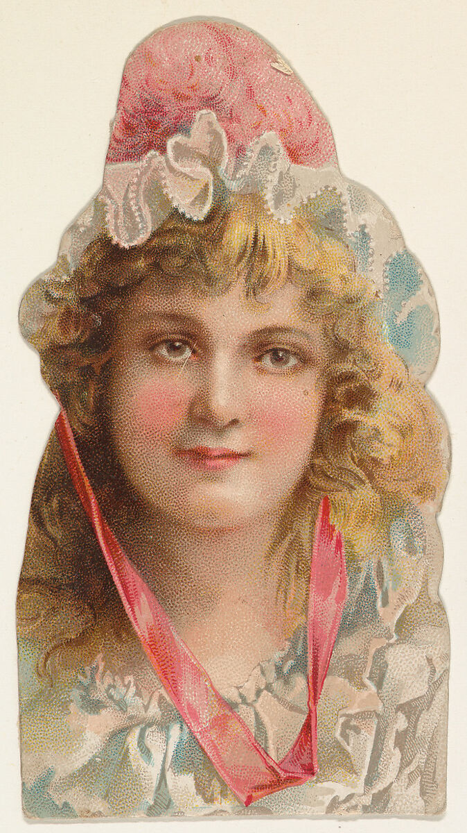 Actress wearing hat with pink feathers and ribbon, from Stars of the Stage, Fourth Series (N132) issued by Duke Sons & Co. to promote Honest Long Cut Tobacco, Issued by W. Duke, Sons &amp; Co. (New York and Durham, N.C.), Commercial color lithograph 