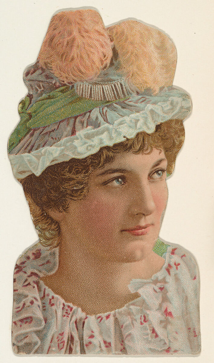 Actress wearing green hat with pink feathers, from Stars of the Stage, Fourth Series (N132) issued by Duke Sons & Co. to promote Honest Long Cut Tobacco, Issued by W. Duke, Sons &amp; Co. (New York and Durham, N.C.), Commercial color lithograph 