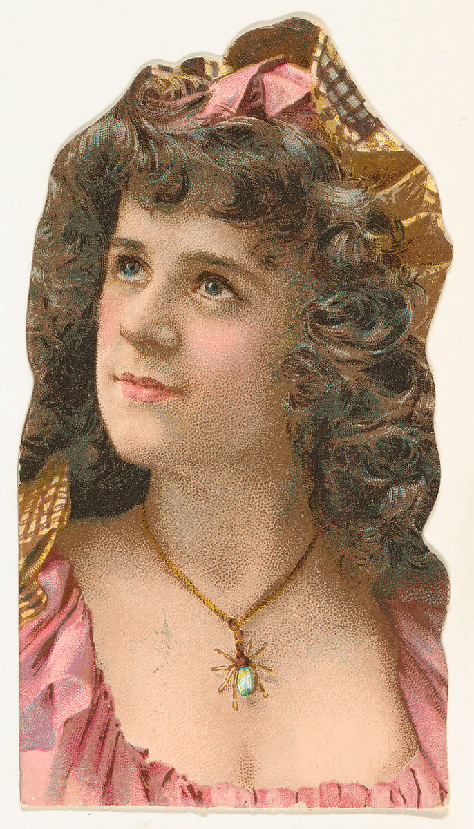Actress wearing pendant in shape of insect, from Stars of the Stage, Fourth Series (N132) issued by Duke Sons & Co. to promote Honest Long Cut Tobacco, Issued by W. Duke, Sons &amp; Co. (New York and Durham, N.C.), Commercial color lithograph 