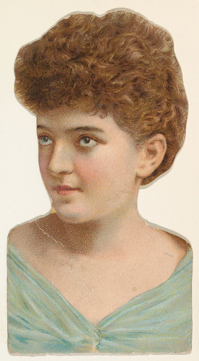 Actress wearing blue bodice, from Stars of the Stage, Fourth Series (N132) issued by Duke Sons & Co. to promote Honest Long Cut Tobacco, Issued by W. Duke, Sons &amp; Co. (New York and Durham, N.C.), Commercial color lithograph 