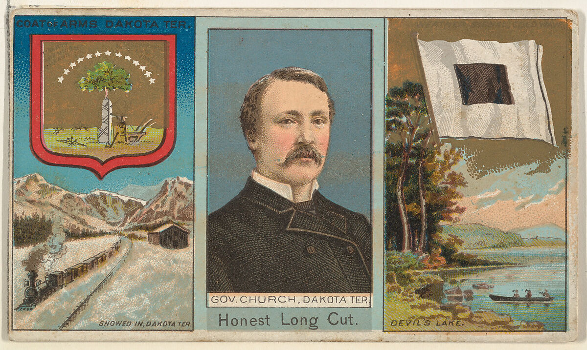 Governor Church, Dakota Territory, from "Governors, Arms, Etc." series (N133-1), issued by Duke Sons & Co., Issued by W. Duke, Sons &amp; Co. (New York and Durham, N.C.), Commercial color lithograph 