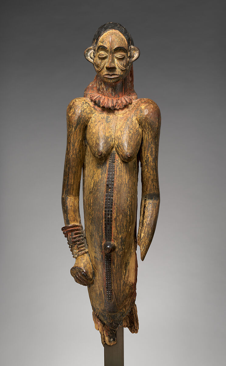 Female Figure from an Obu (house of images), Igbo artist, Wood, pigment, Igbo