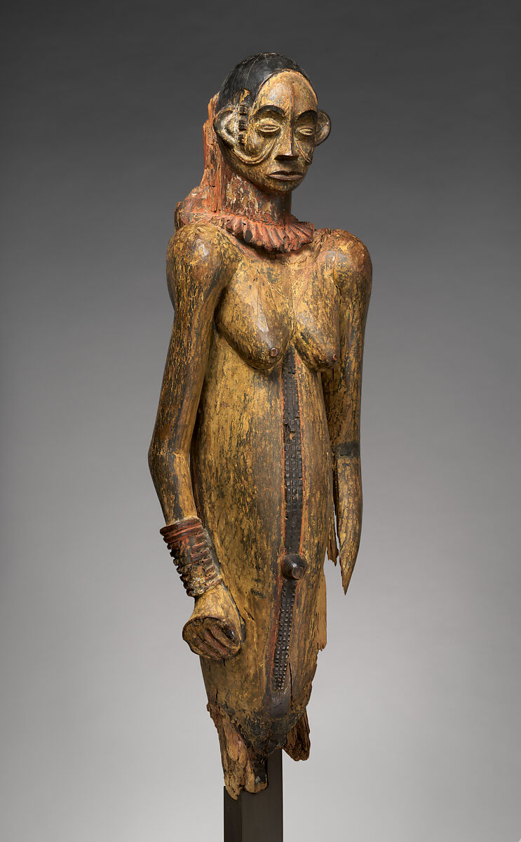 Female figure from an obu (house of images), Igbo artist, Wood, pigment, Igbo