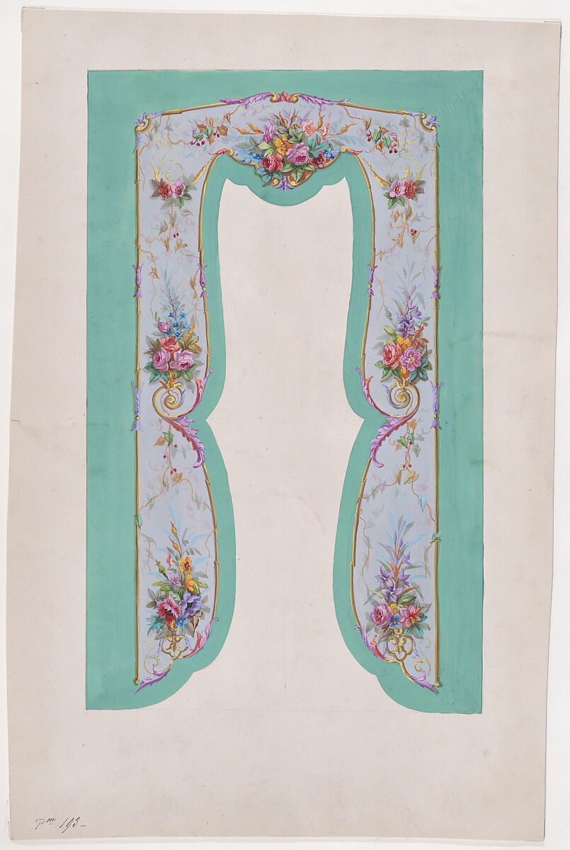 Design for a Valance with Floral Motifs, Anonymous, French, 19th century, Watercolor 