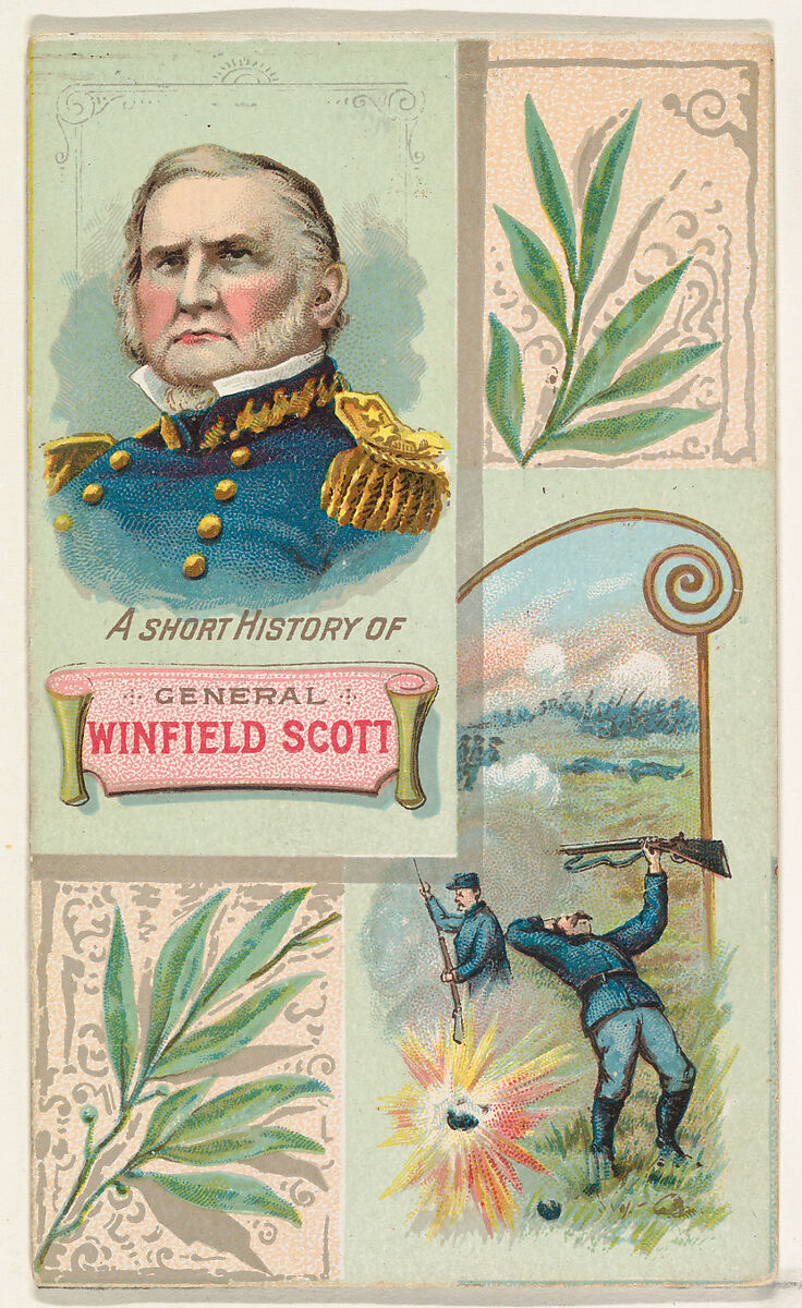 A Short History: General Winfield Scott, from the Histories of Generals series (N114) issued by W. Duke, Sons & Co. to promote Honest Long Cut Smoking and Chewing Tobacco, Issued by W. Duke, Sons &amp; Co. (New York and Durham, N.C.), Commercial color lithograph 