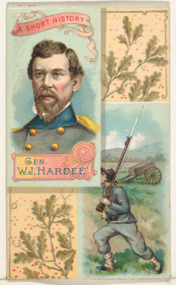 A Short History: General William J. Hardee, from the Histories of Generals series (N114) issued by W. Duke, Sons & Co. to promote Honest Long Cut Smoking and Chewing Tobacco, Issued by W. Duke, Sons &amp; Co. (New York and Durham, N.C.), Commercial color lithograph 