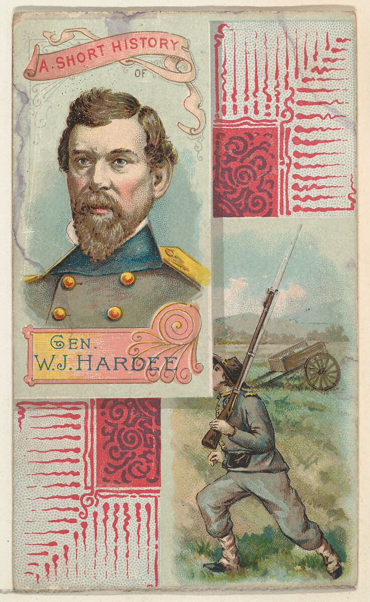 A Short History: General William J. Hardee, from the Histories of Generals series (N114) issued by W. Duke, Sons & Co. to promote Honest Long Cut Smoking and Chewing Tobacco, Issued by W. Duke, Sons &amp; Co. (New York and Durham, N.C.), Commercial color lithograph 