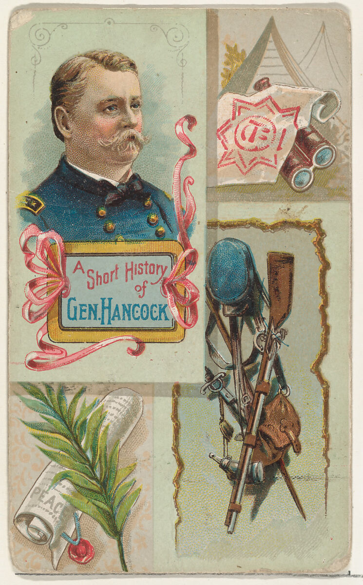 A Short History: General Winfield S. Hancock, from the Histories of Generals series (N114) issued by W. Duke, Sons & Co. to promote Honest Long Cut Smoking and Chewing Tobacco, Issued by W. Duke, Sons &amp; Co. (New York and Durham, N.C.), Commercial color lithograph 