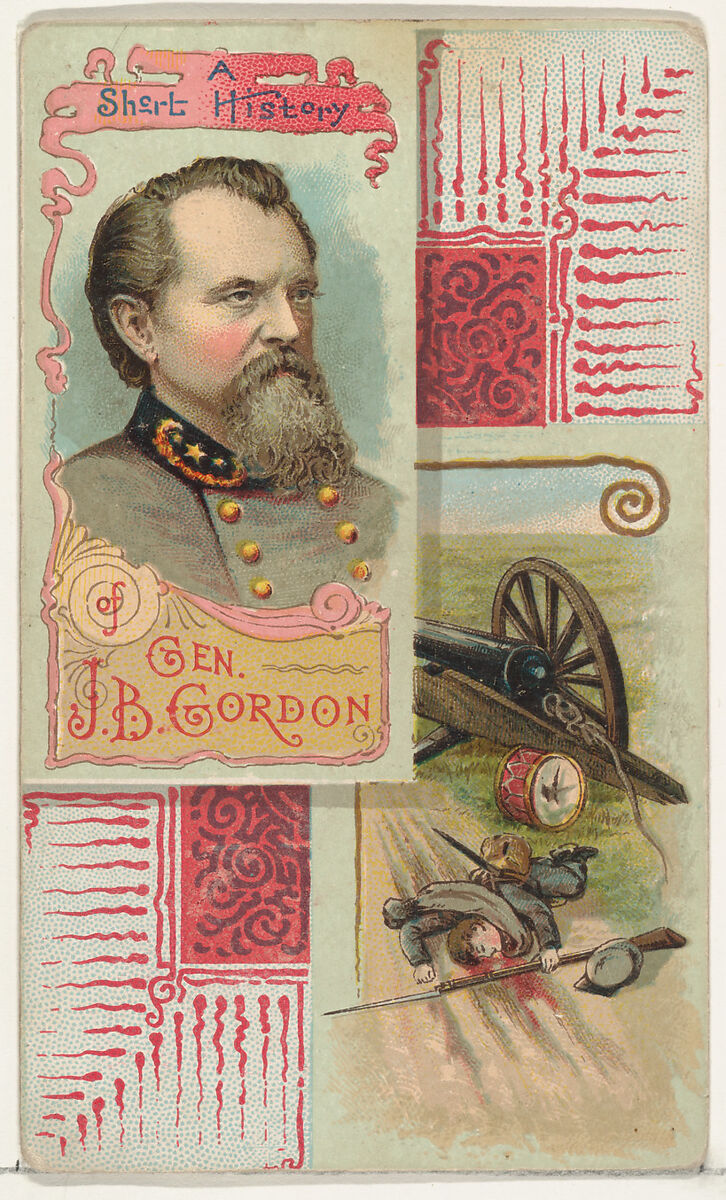 A Short History: General John Brown Gordon, from the Histories of Generals series (N114) issued by W. Duke, Sons & Co. to promote Honest Long Cut Smoking and Chewing Tobacco, Issued by W. Duke, Sons &amp; Co. (New York and Durham, N.C.), Commercial color lithograph 